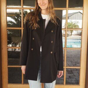 Cyrus Black Double-Breasted Women's Trench Coat XL‎